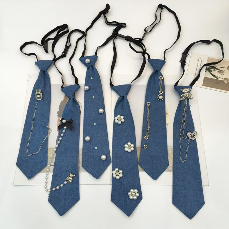 Men Accessories Neck Chain - Corbata azul estilo vaquero, camisa JK,