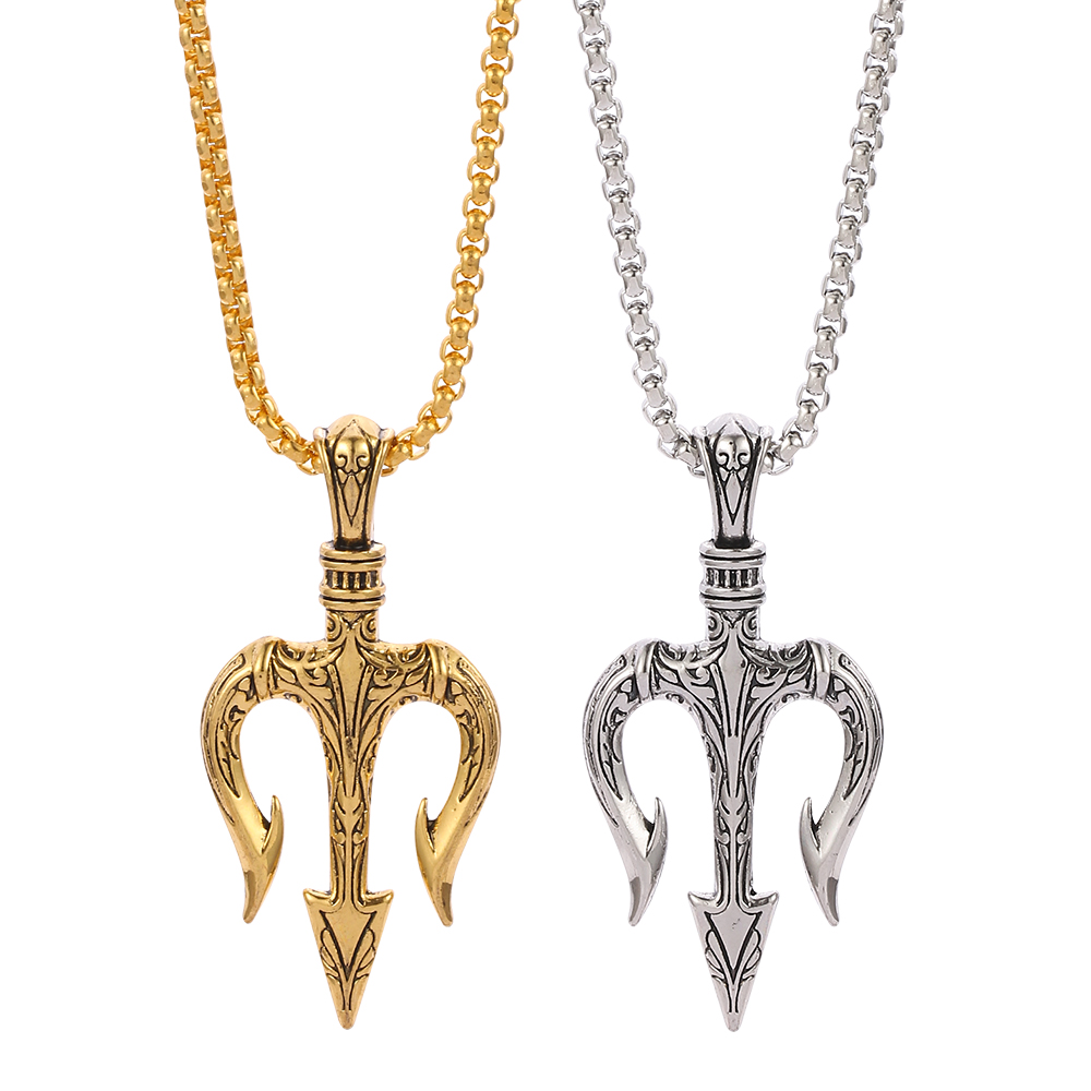 Men Accessories Neck Chain - Collares con colgante de Tridente Neptuno