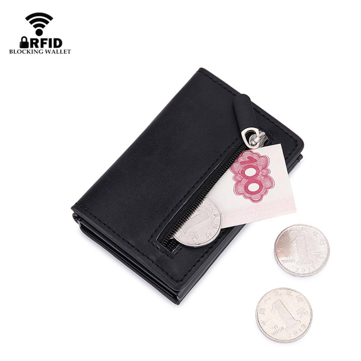 Coin Holder Men - Cartera con Bloqueo RFID, Tarjetero Magnético,