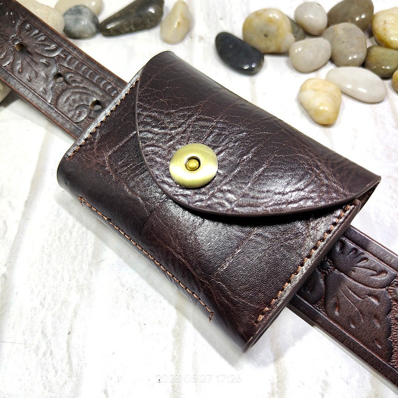 Coin Holder Men - Blongk-Mini riñonera de cuero genuino para