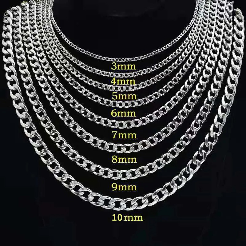 Men Accessories Neck Chain - Collar de cadena cubana plana Chapado